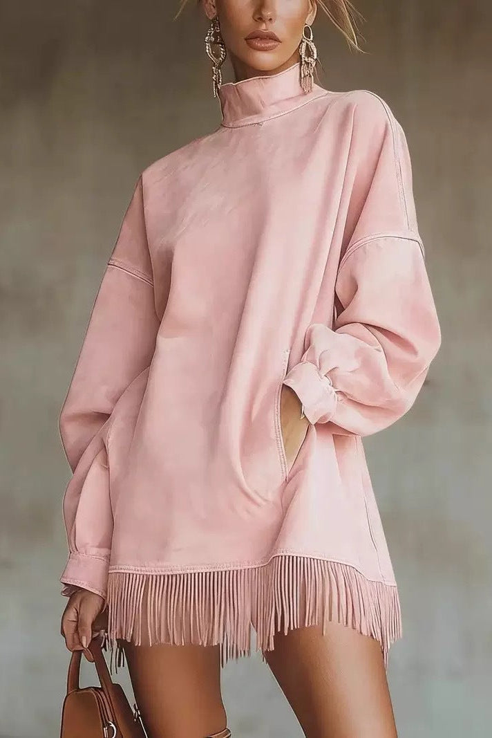 Muriel | Langärmeliges Minikleid mit Fransen