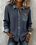 Ambra | Patchwork-Stricktop mit Denimdetails