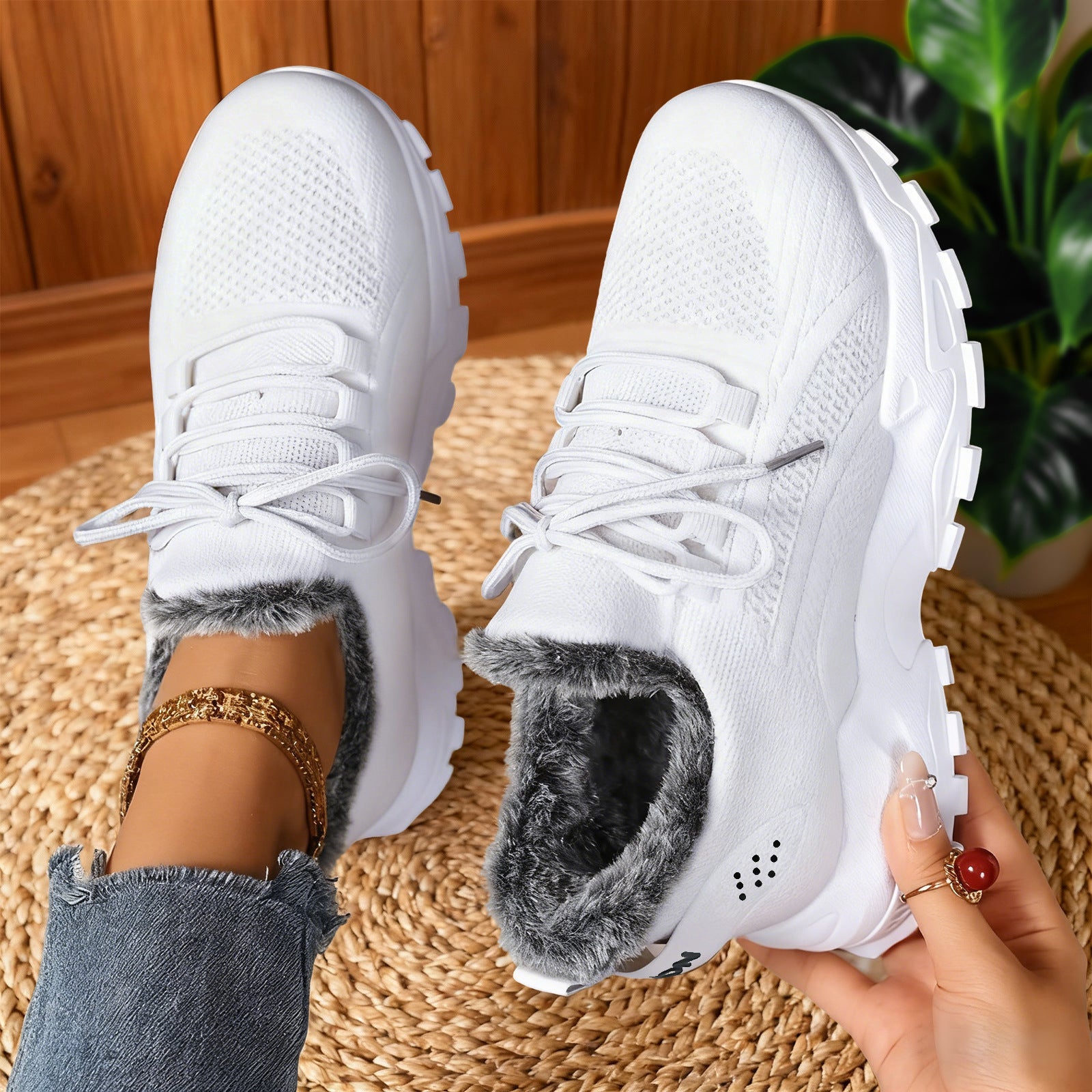 Nadia | Entspannte Fleece-Sneakers mit Schnürung