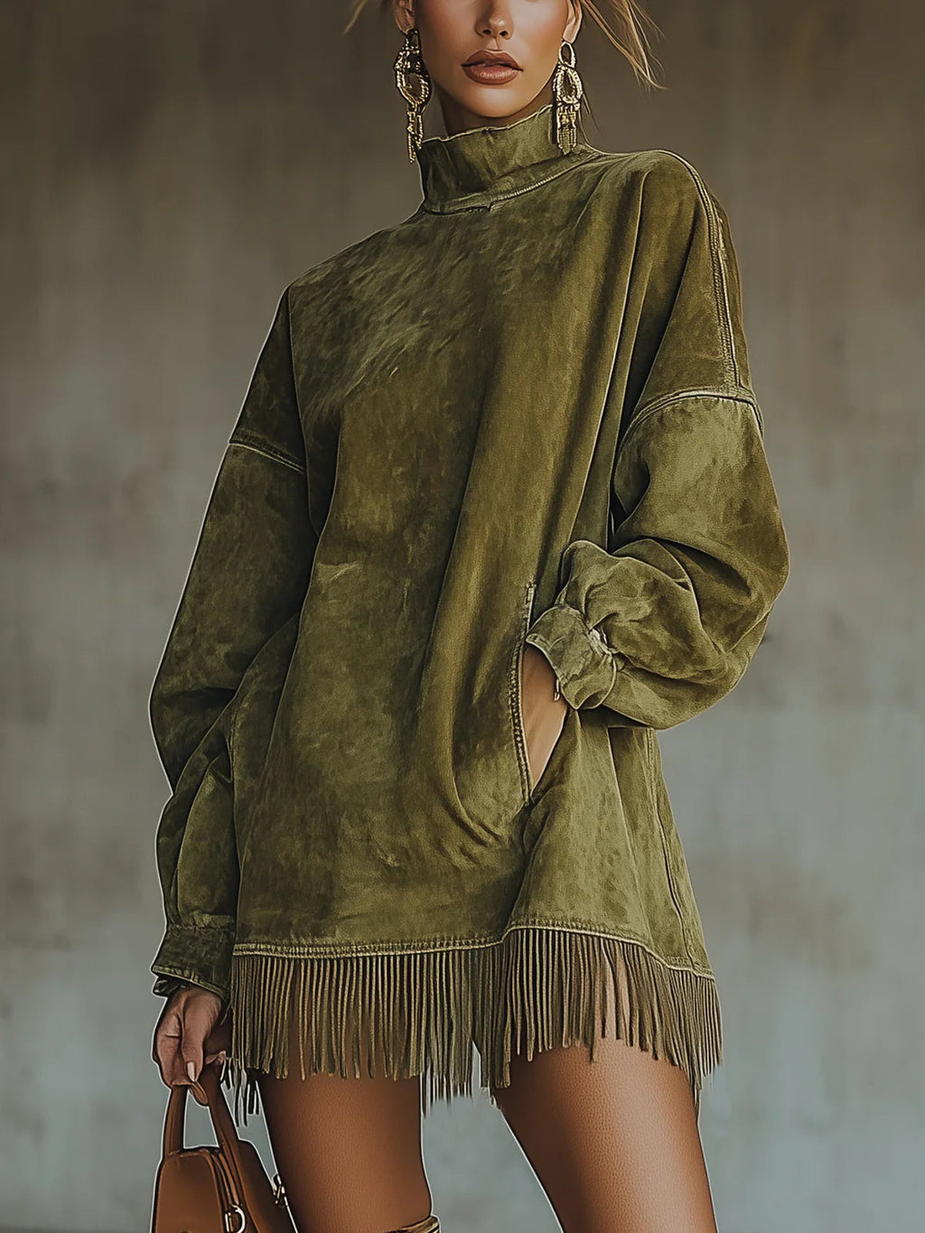 Muriel | Langärmeliges Minikleid mit Fransen
