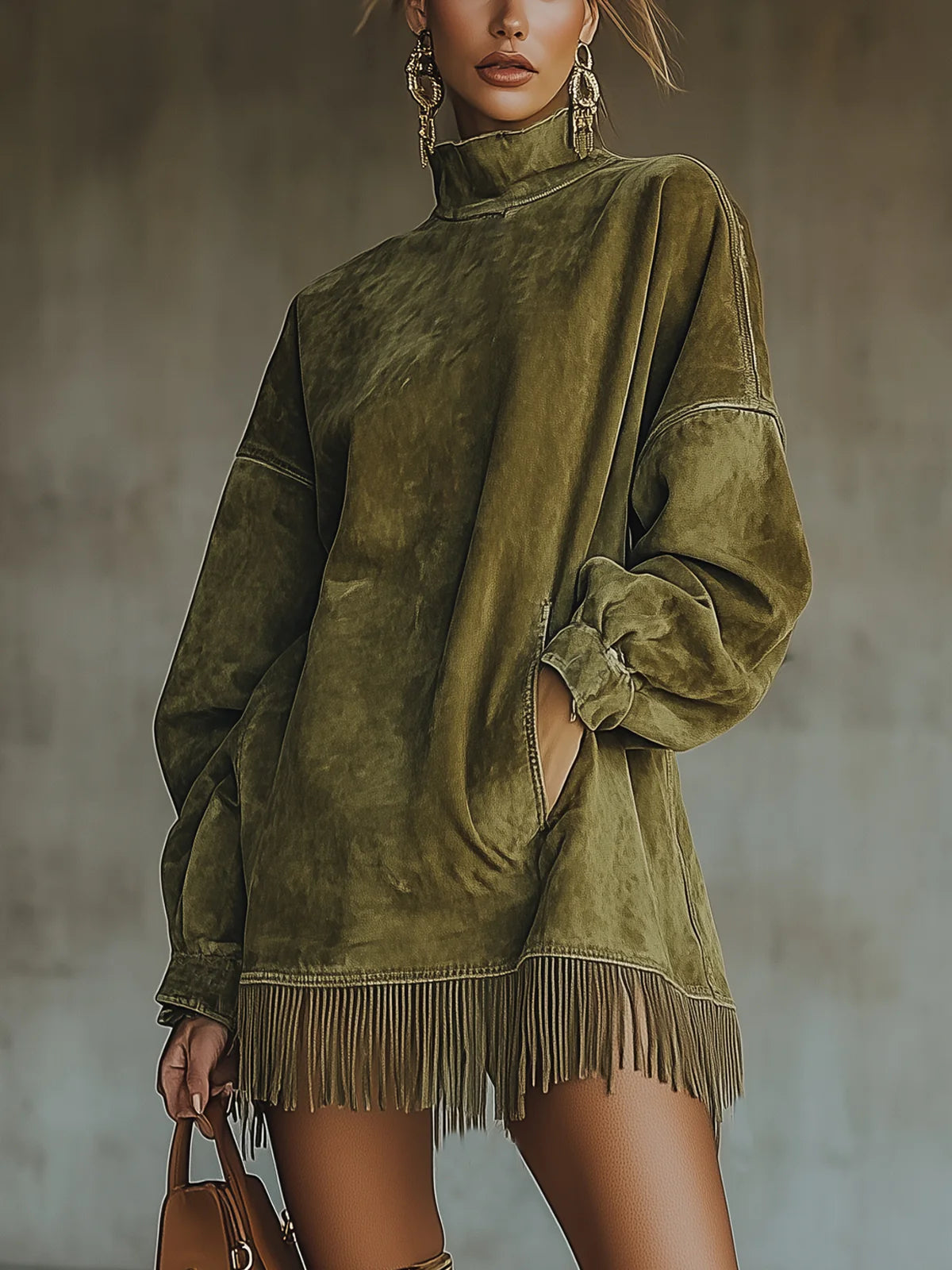 Muriel | Langärmeliges Minikleid mit Fransen