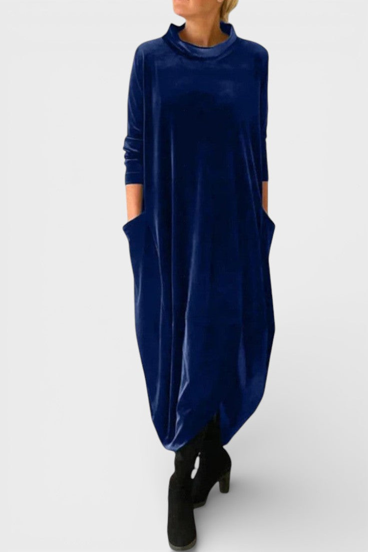 Saskia™ | Elegantes Samtkleid mit Taschen