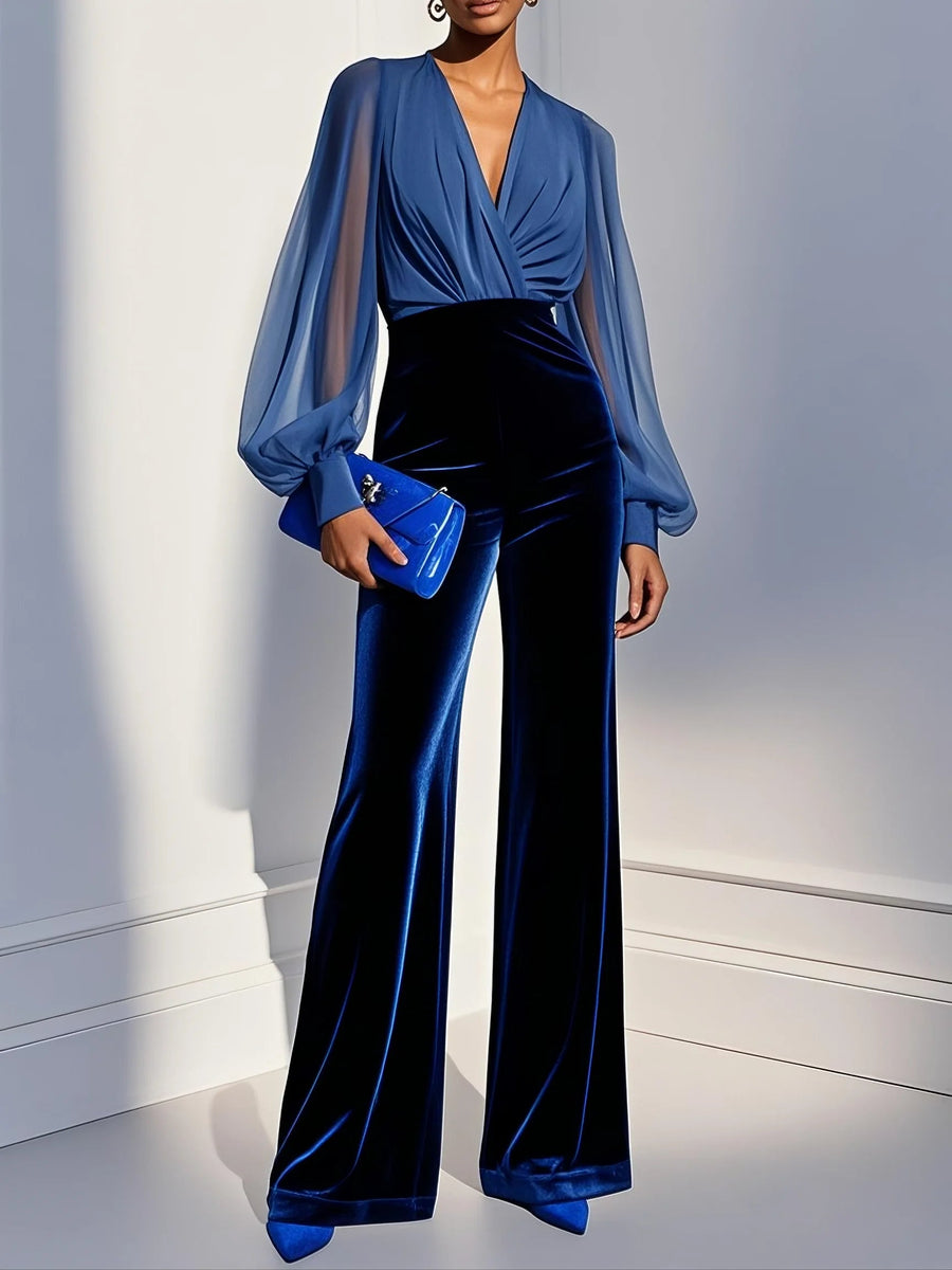 Parisa – Jumpsuit mit V-Ausschnitt und langen Ärmeln