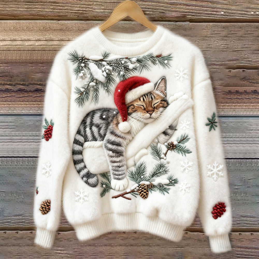Layla | Kuscheliger & Festlicher Winterpullover mit Katze