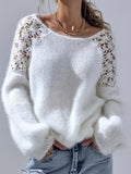 Dobrina – Schulterfreier Spitzenpullover mit Cut-out-Design