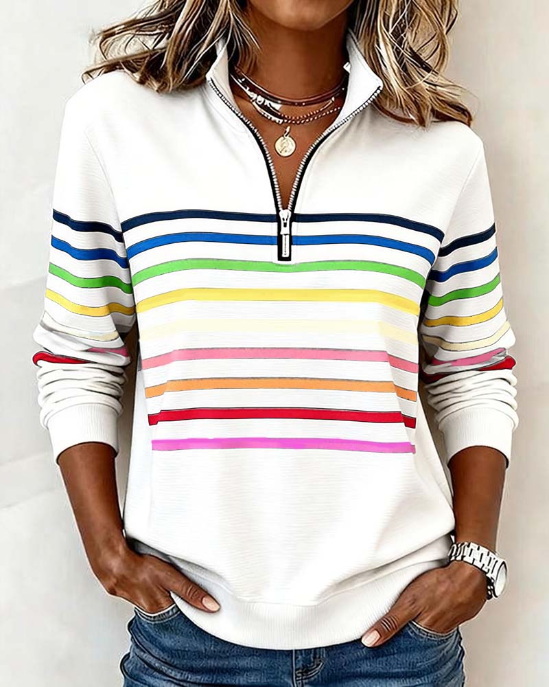 Vienna – Regenbogen­gestreiftes Zip-Sweatshirt