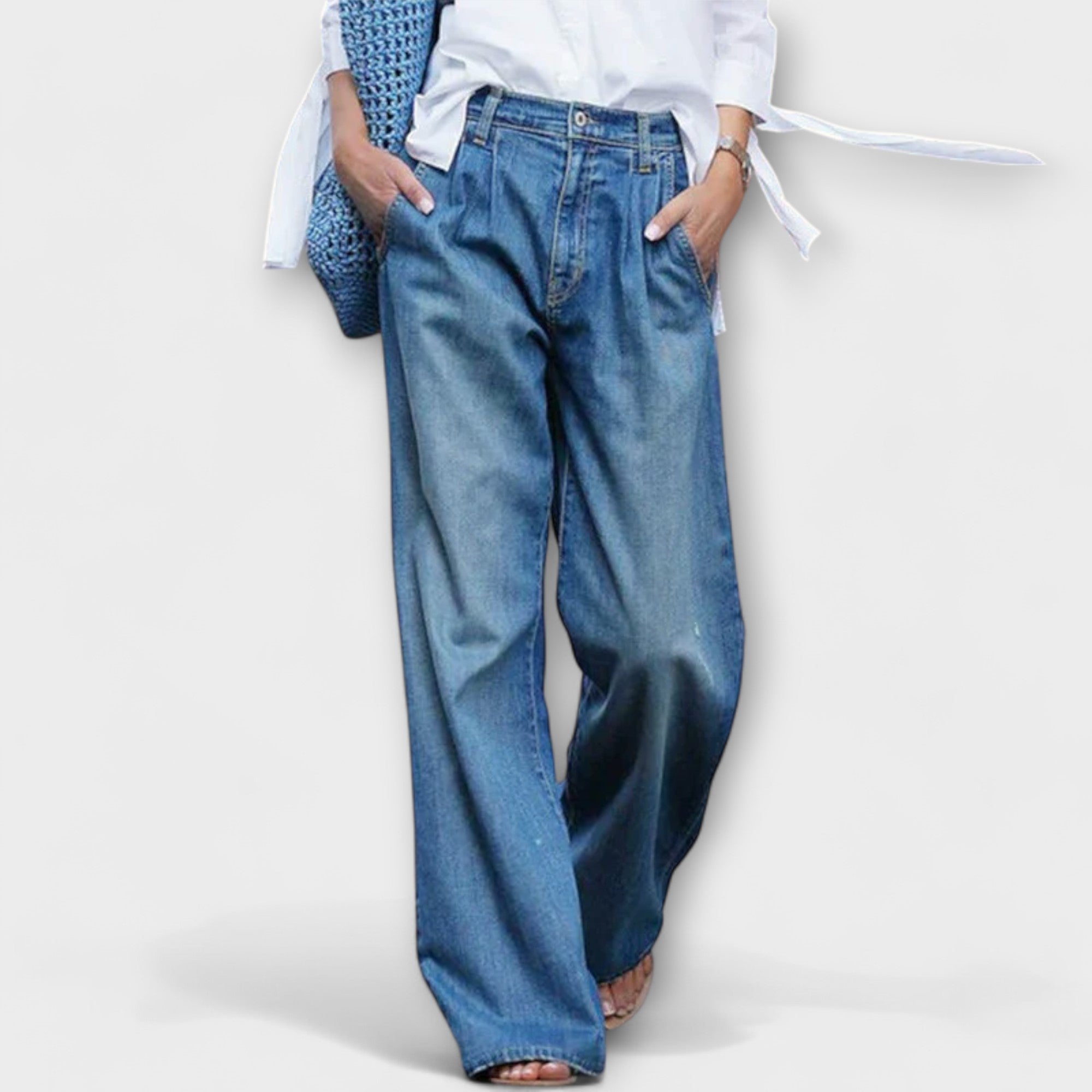 Ava – Hochwertigi Jeans mit witem Bäi