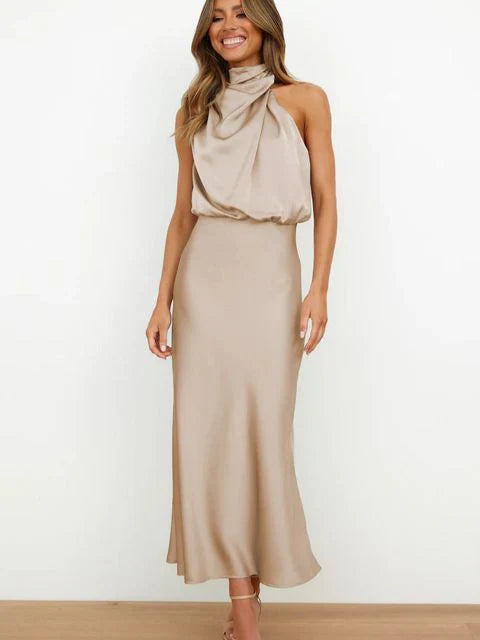 Laura | Stehkragen Halterkleid ohne Ärmel
