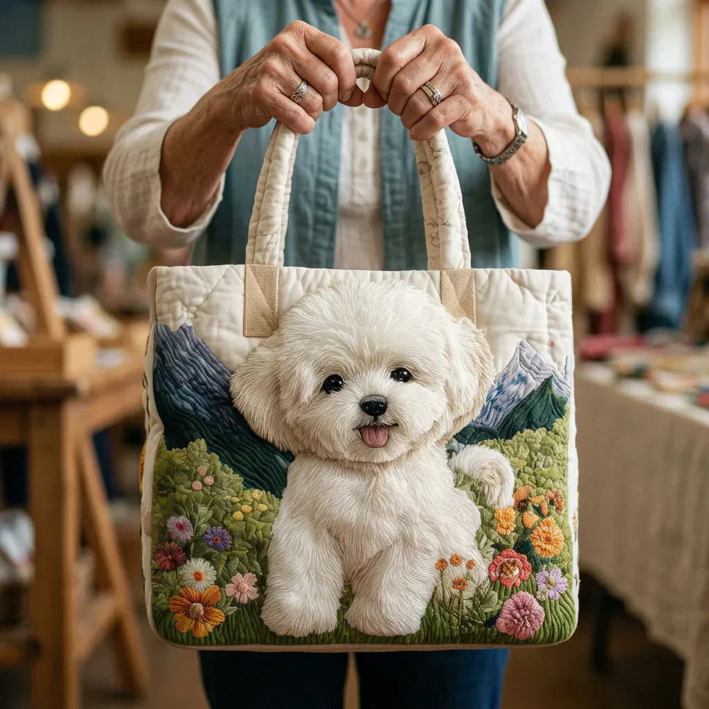 Handgefertigte, wattierte Tasche - Verzauberter Hund