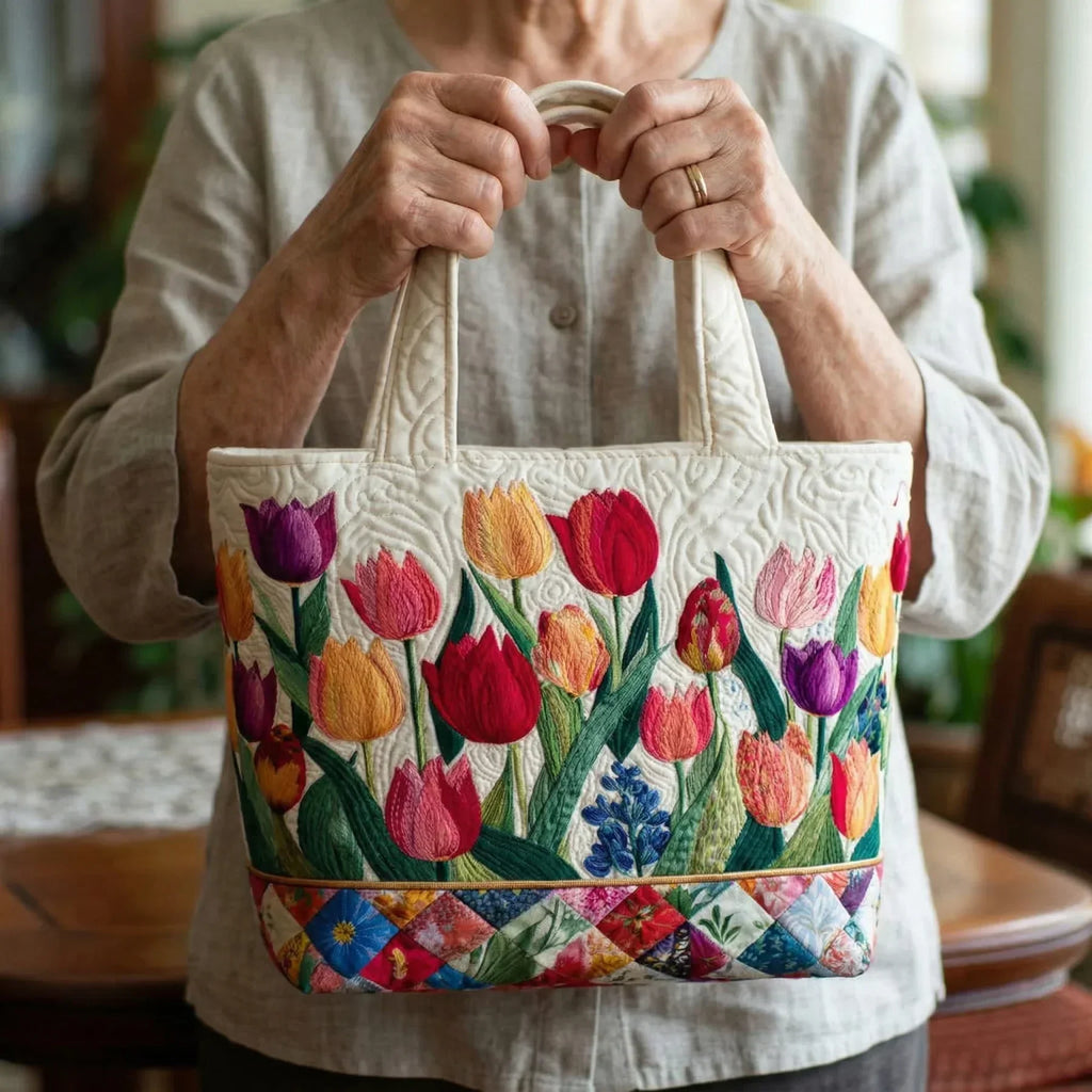 Gepolsterte Tasche - Tulpengarten