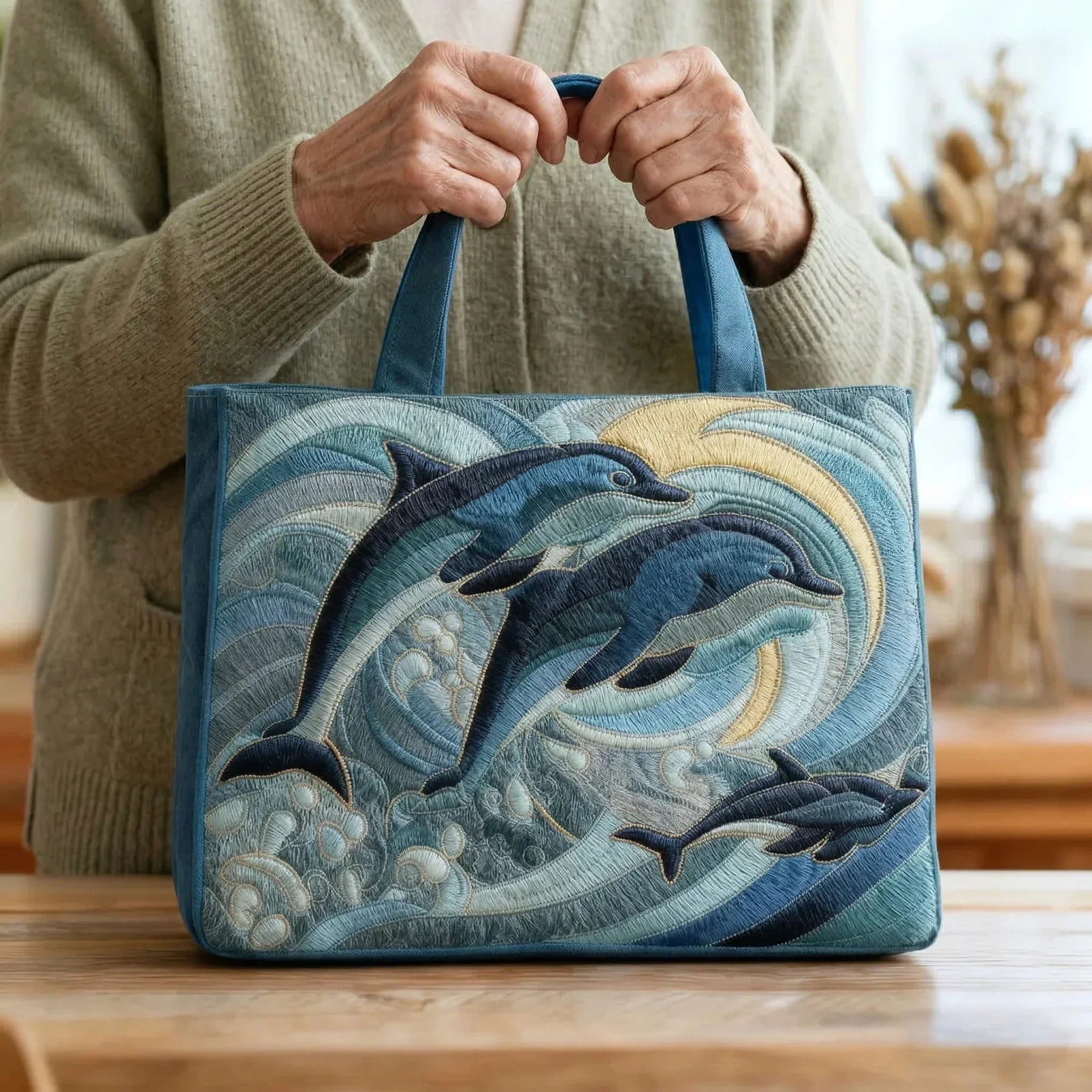 Handgefertigte Tasche - Delphin des Ozeans