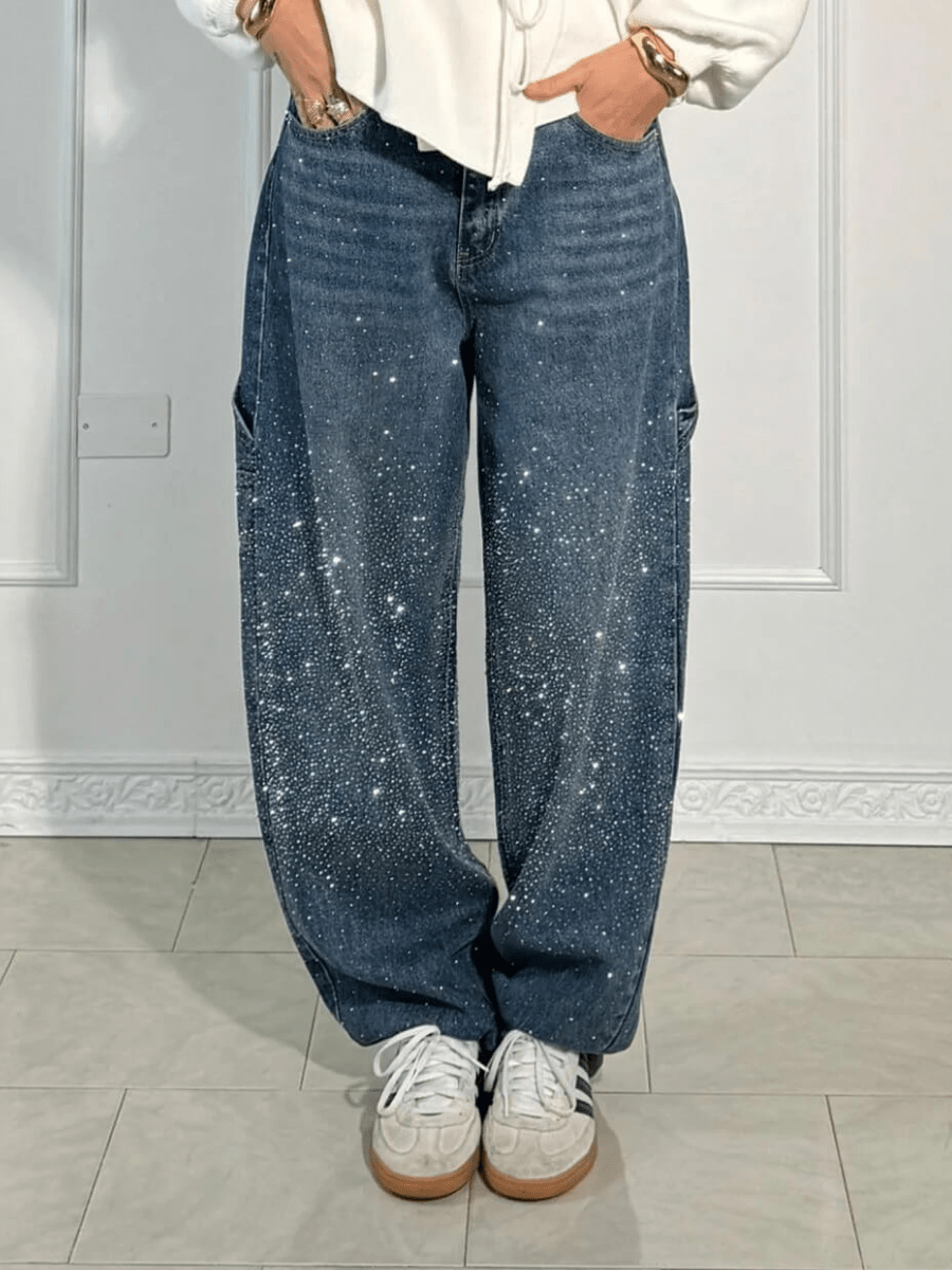 Julia | Trendy Balloon-Carpenter-Jeans mit Glitzer