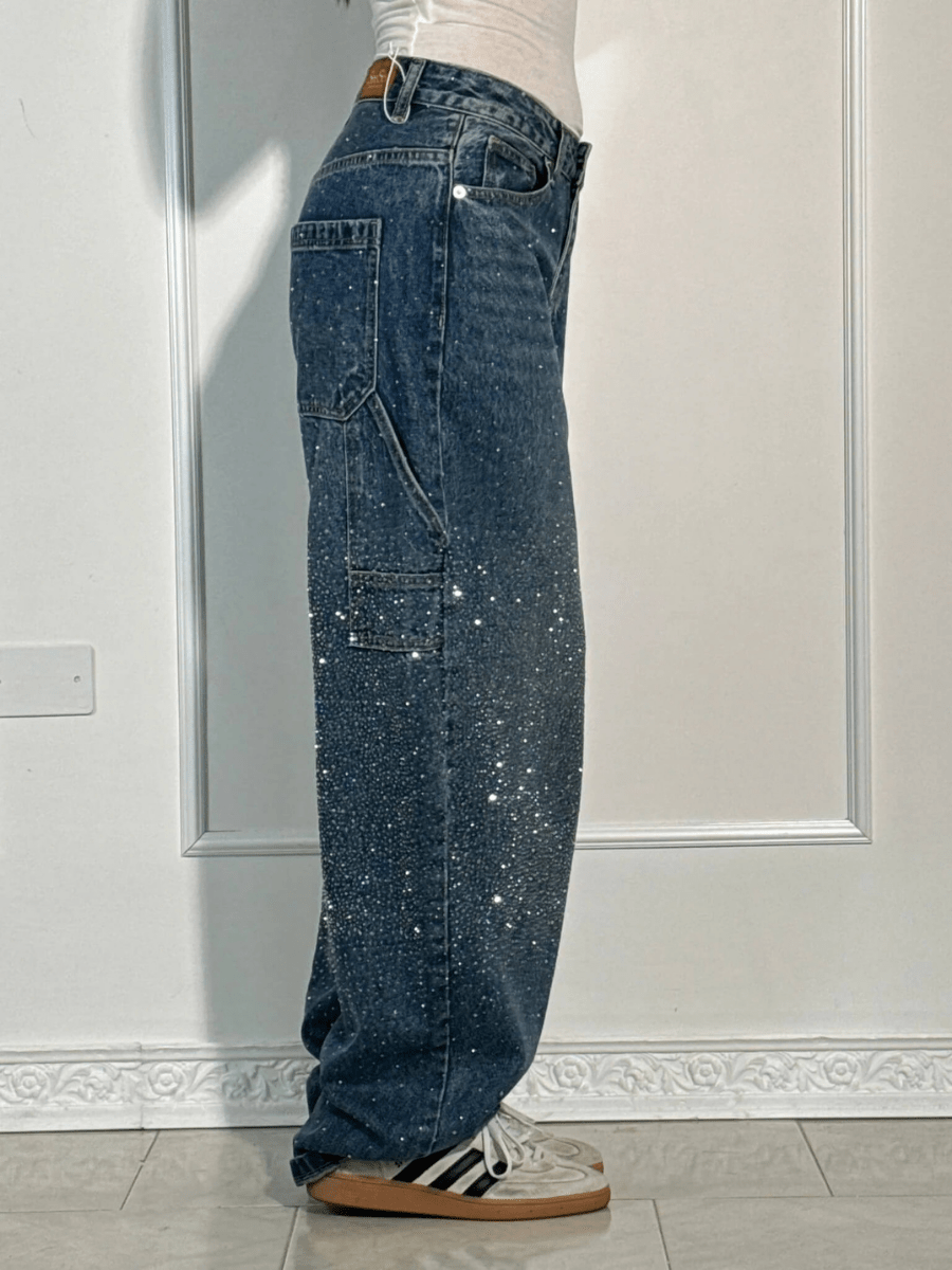 Julia | Trendy Balloon-Carpenter-Jeans mit Glitzer
