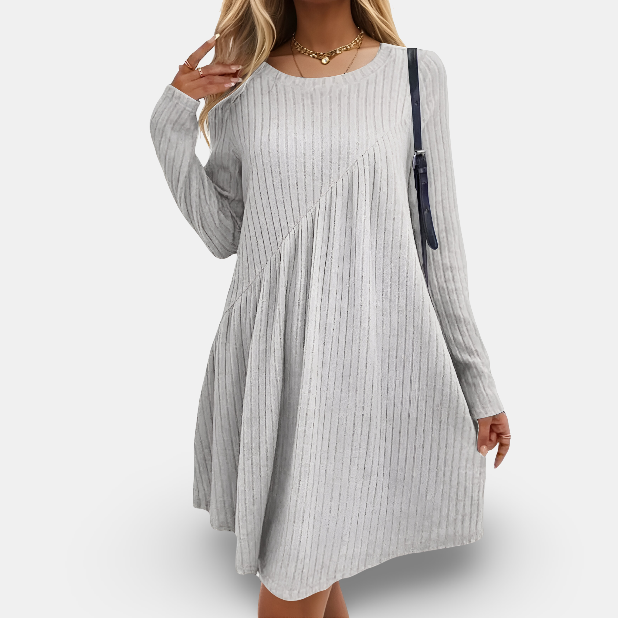 Clarita | Weiches & Cequemes Kleid mit langen Ärmeln