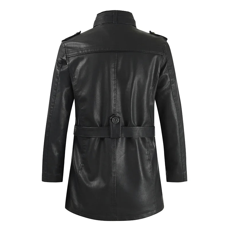 Matthias-Leon® | Elegante lange Motorradlederjacke