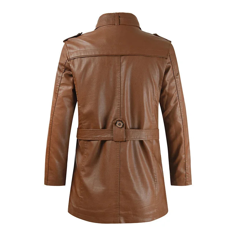 Matthias-Leon® | Elegante lange Motorradlederjacke