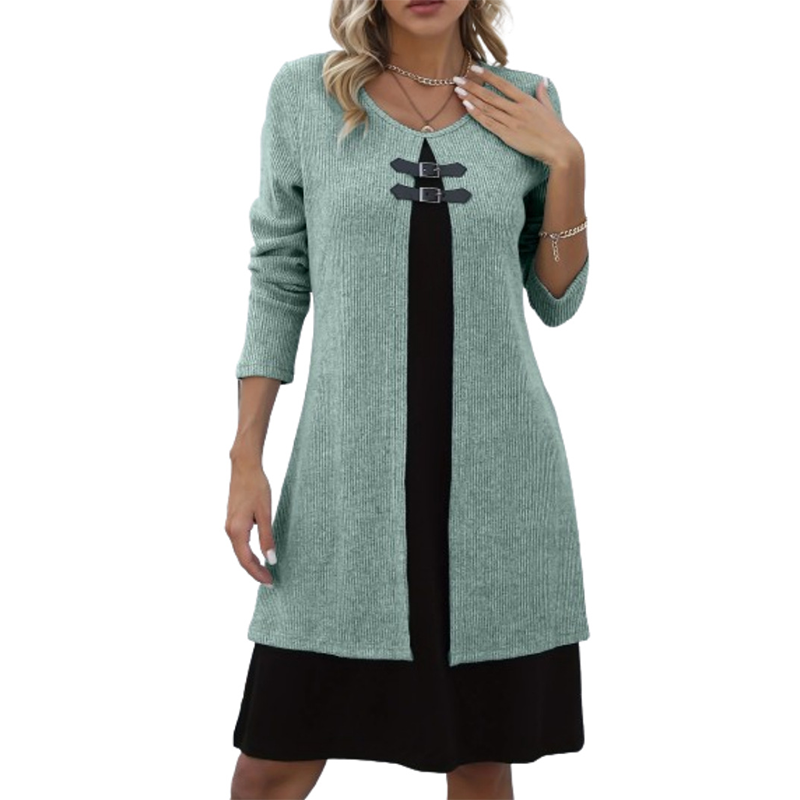 Elina™ – Elegants Zweifarb-A-Linien-Kleid