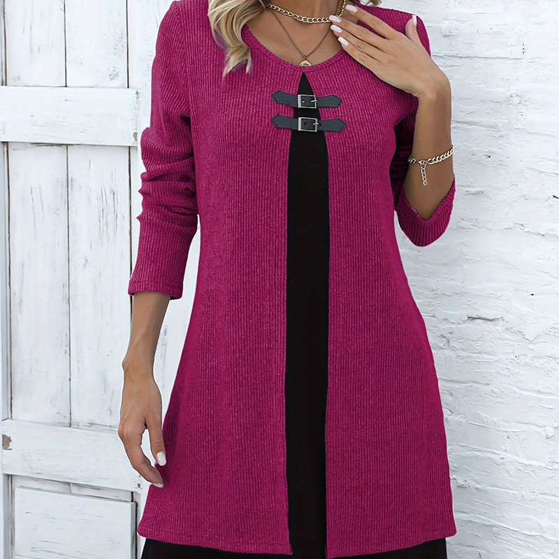 Elina™ – Elegants Zweifarb-A-Linien-Kleid