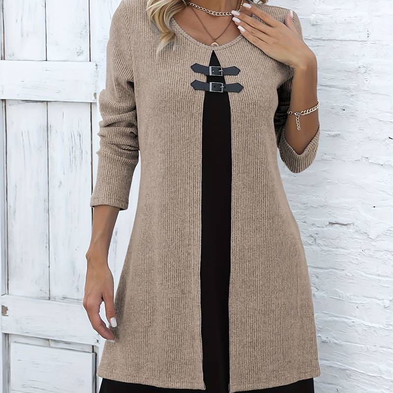 Elina™ – Elegants Zweifarb-A-Linien-Kleid