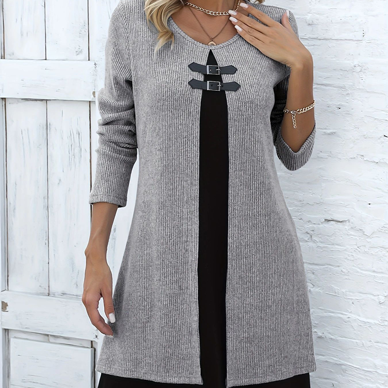 Elina™ – Elegants Zweifarb-A-Linien-Kleid