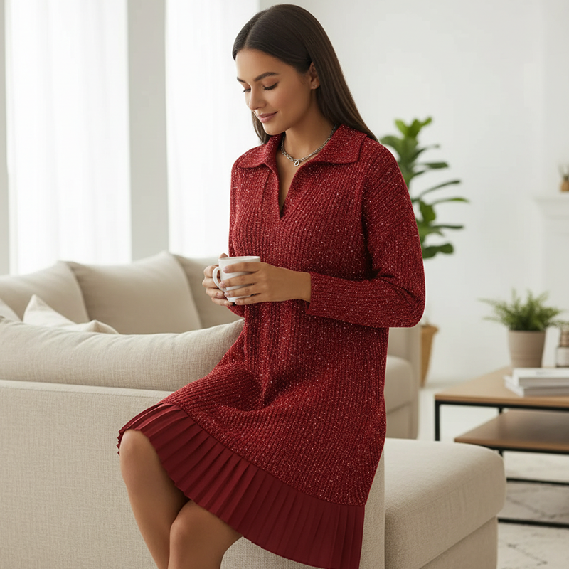 Eva™ – Glänzendes Kleid mit V-Ausschnitt