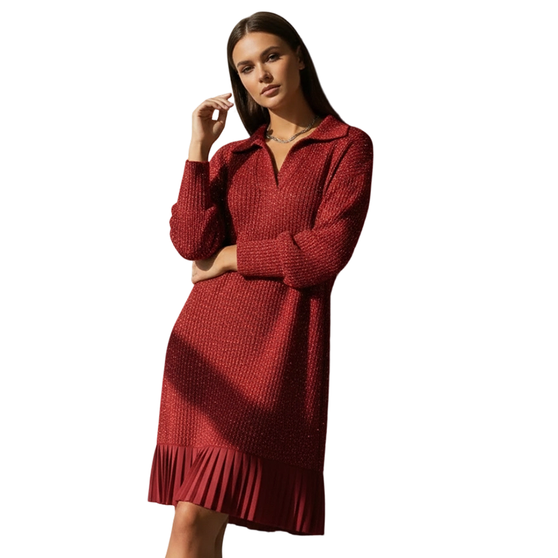 Eva™ – Glänzendes Kleid mit V-Ausschnitt