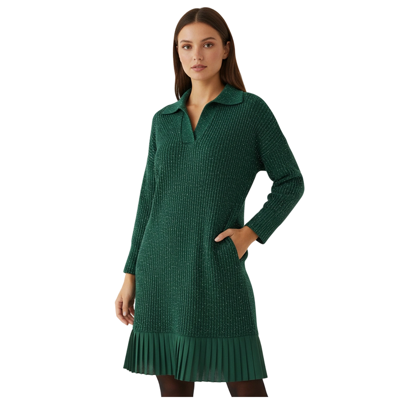 Eva™ – Glänzendes Kleid mit V-Ausschnitt