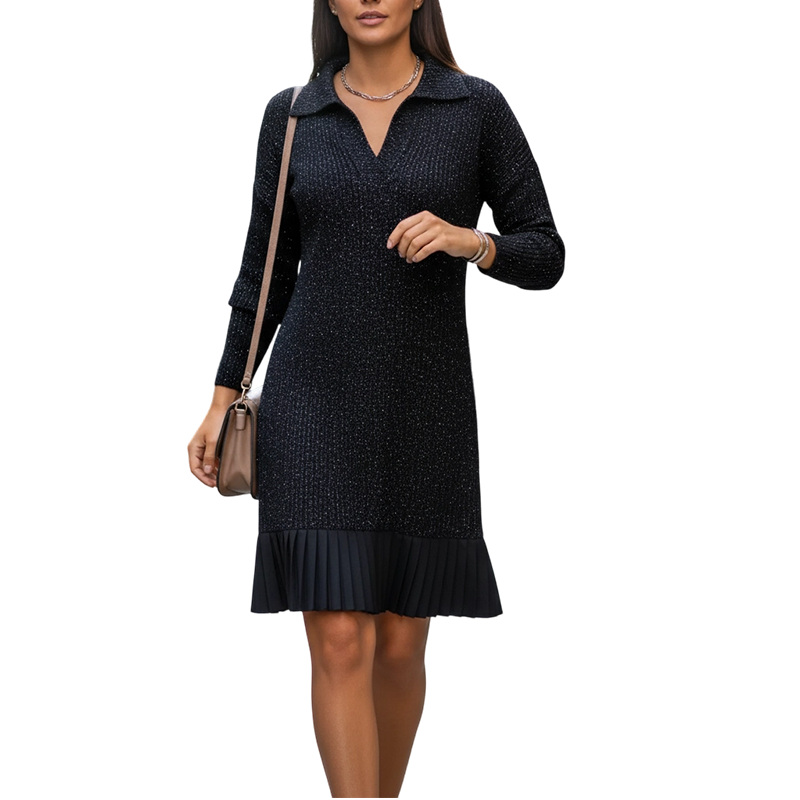 Eva™ – Glänzendes Kleid mit V-Ausschnitt