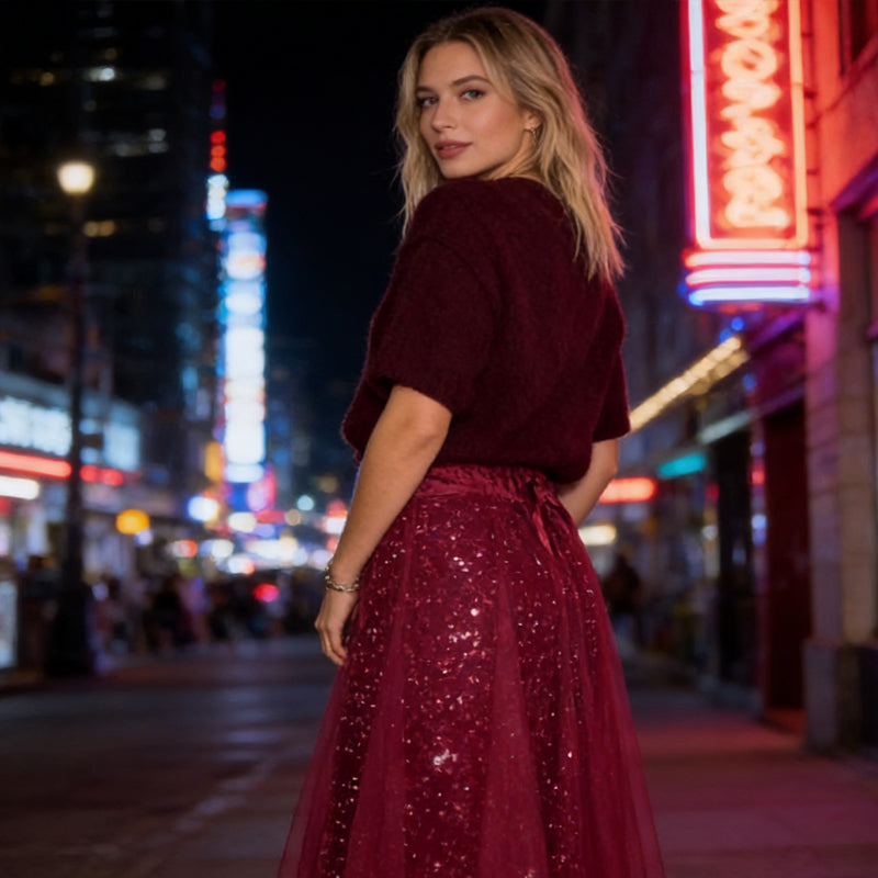 Elara™ – Glänzendes Top & Tüllrock Set