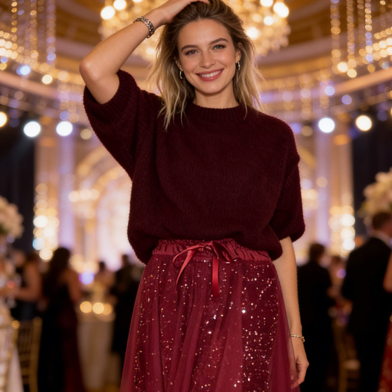 Elara™ – Glänzendes Top & Tüllrock Set