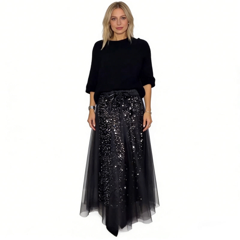 Elara™ – Glänzendes Top & Tüllrock Set
