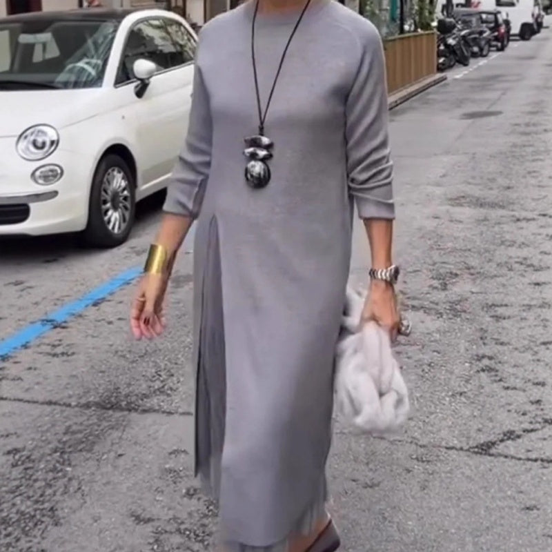 Helena – Elegants gestrickts Midikleid mit Seitenschlitz